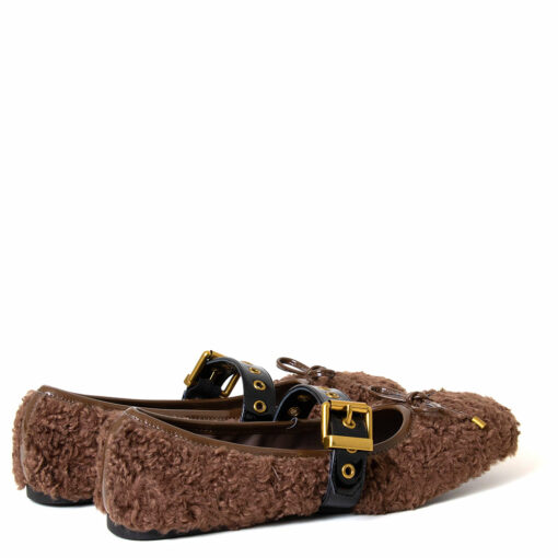 Camelia Women's Sherpa Ballerina Flat Brown - Image 4