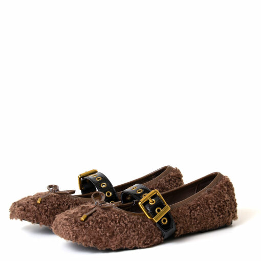 Camelia Women's Sherpa Ballerina Flat Brown - Image 2