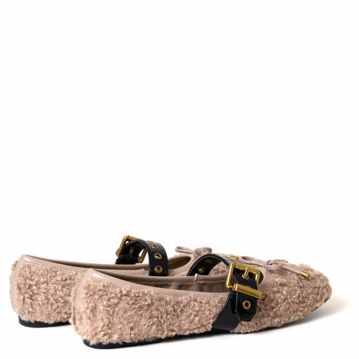 Camelia Women's Sherpa Ballerina Flat Beige - Image 4