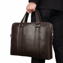 Convenient Waxed Leather Laptop Bag - 504181