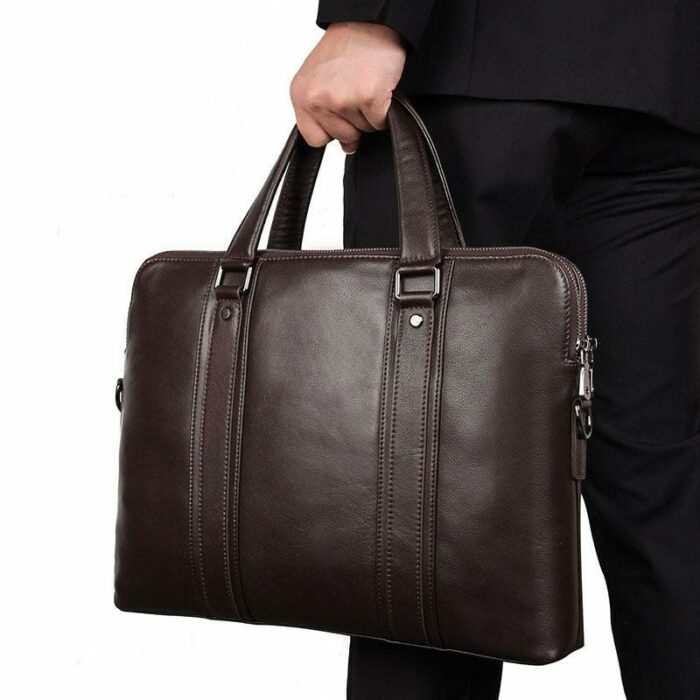 Convenient Waxed Leather Laptop Bag