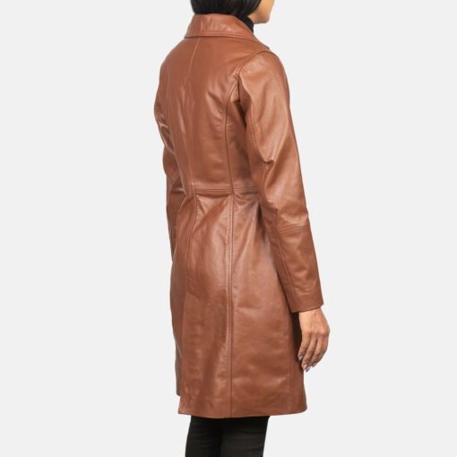 Alexis Brown Single Breasted Leather Coat - Image 6