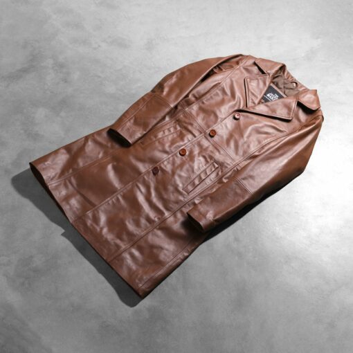 Alexis Brown Single Breasted Leather Coat - Image 7