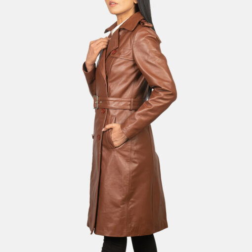 Alice Brown Double Breasted Leather Coat - Image 4