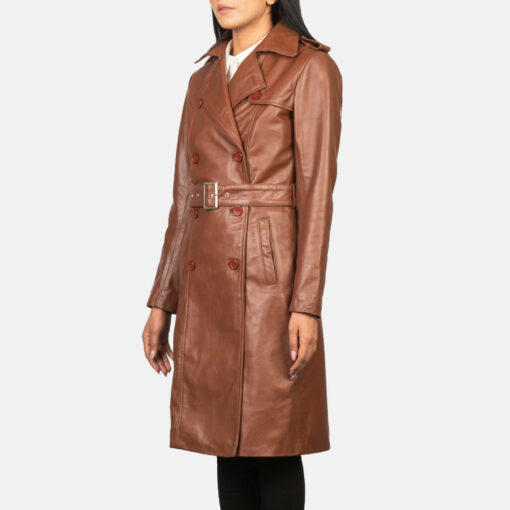 Alice Brown Double Breasted Leather Coat - Image 2