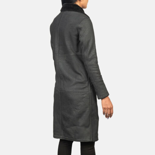 Alina Shearling Black Leather Coat - Image 5