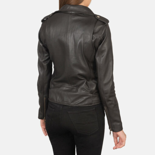 Alison Brown Leather Biker Jacket - Image 5