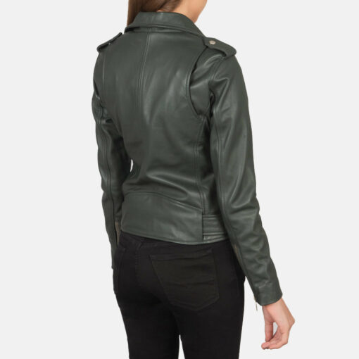 Alison Green Leather Biker Jacket - Image 5