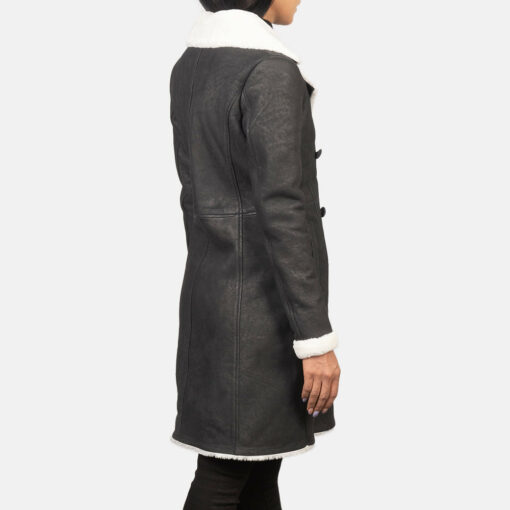 Amie Black Double Breasted Shearling Coat - Image 5