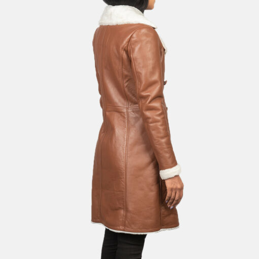 Amie Brown Double Breasted Shearling Coat - Image 5
