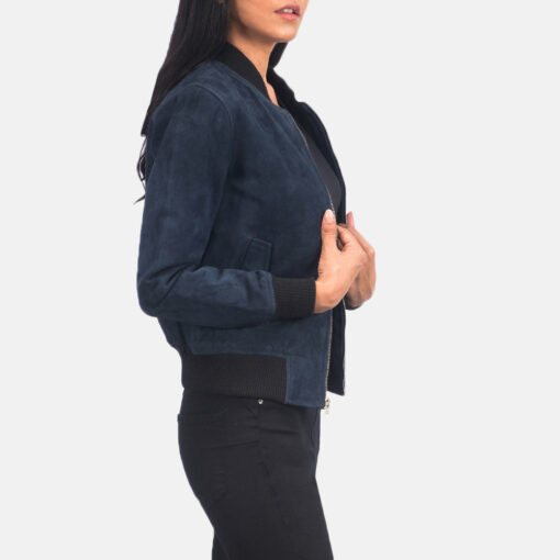 Ava Ma-1 Blue Suede Bomber Jacket - Image 6
