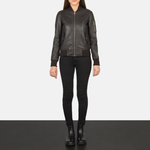 Ava Ma-1 Brown Leather Bomber Jacket - Image 3
