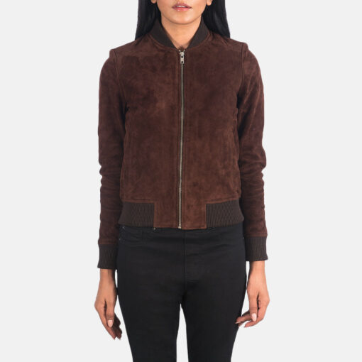Bliss Brown Suede Bomber Jacket - Image 4