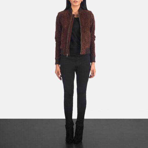 Bliss Brown Suede Bomber Jacket - Image 3