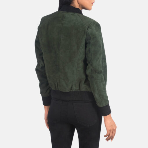 Bliss Green Suede Bomber Jacket - Image 5