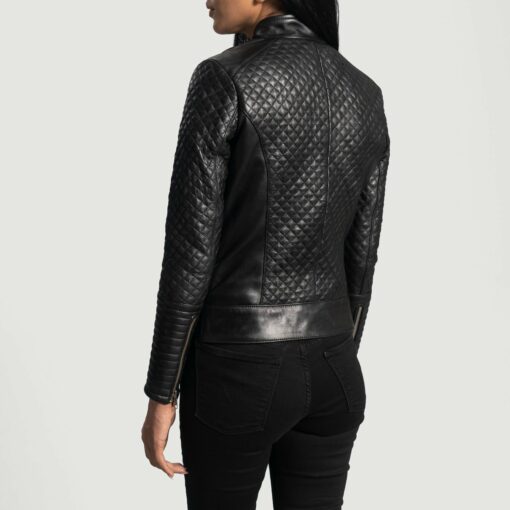 Cityscape Black Leather Biker Jacket - Image 5