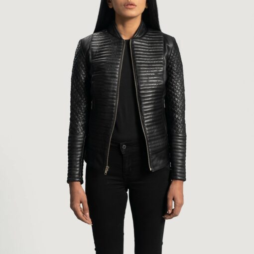 Cityscape Black Leather Biker Jacket - Image 3