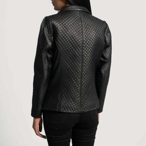 Cora Quilted Black Leather Blazer - Image 6
