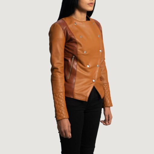 County Tan Overlap Leather Jacket - Image 2