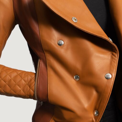 County Tan Overlap Leather Jacket - Image 6