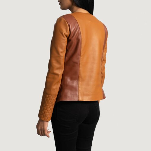 County Tan Overlap Leather Jacket - Image 5