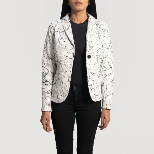 Donna Blake White Leather Blazer - Image 3