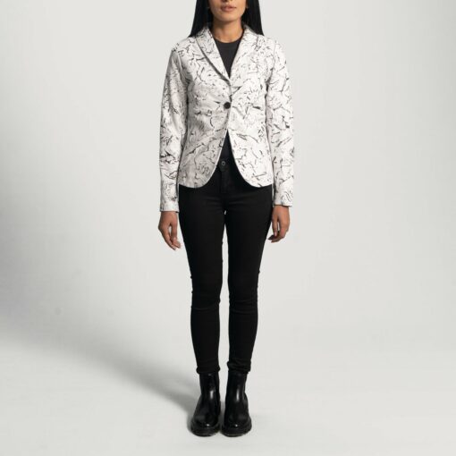 Donna Blake White Leather Blazer - Image 4