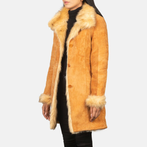 Erica Shearling Beige Leather Coat - Image 2