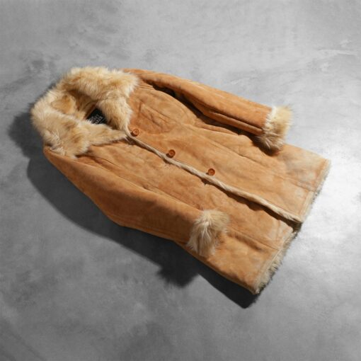 Erica Shearling Beige Leather Coat - Image 7