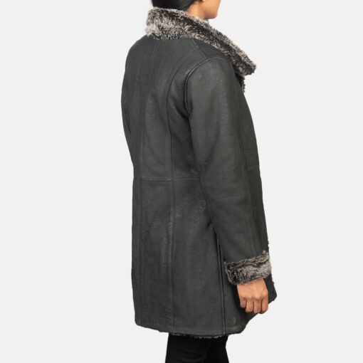 Erica Shearling Black Leather Coat - Image 5