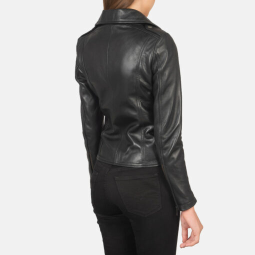 Flashback Black Leather Biker Jacket - Image 5