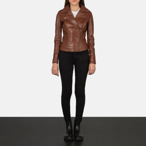 Flashback Brown Leather Biker Jacket - Image 4