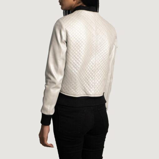 Lana Silver Leather Bomber Jacket - Image 5