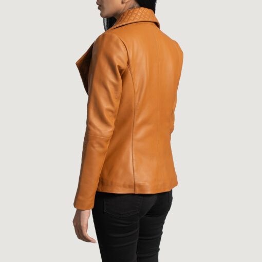 Lee Tan Brown Leather Blazer - Image 5