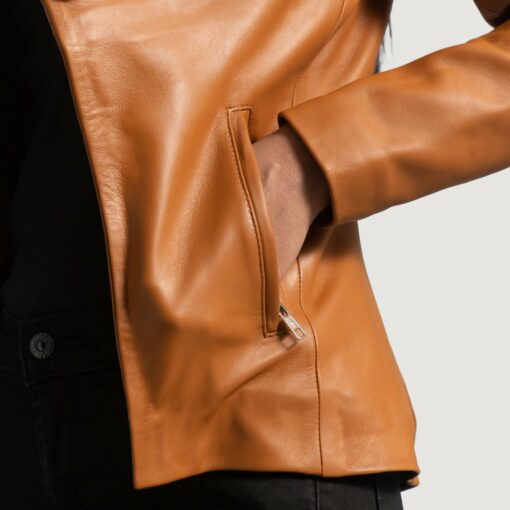 Lee Tan Brown Leather Blazer - Image 6