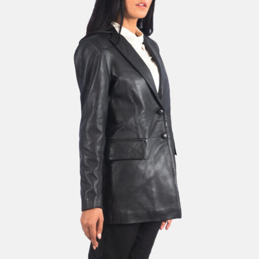 Marilyn Black Leather Blazer - Image 5