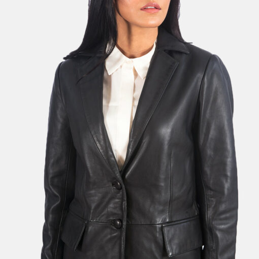 Marilyn Black Leather Blazer - Image 6