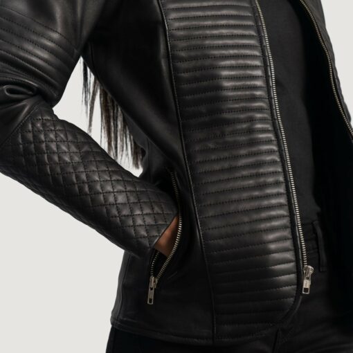 Nexi Quilted Black Leather Jacket - Image 6