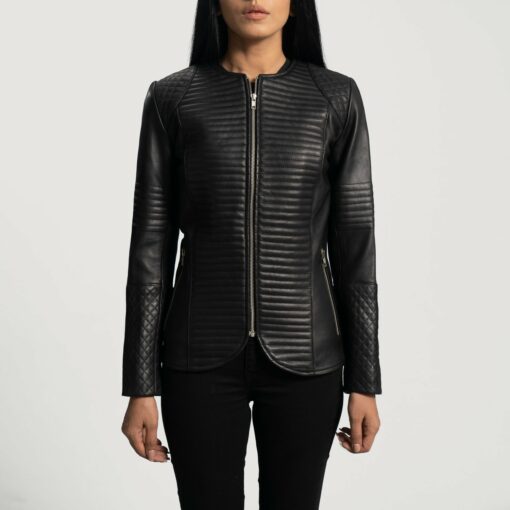 Nexi Quilted Black Leather Jacket - Image 4