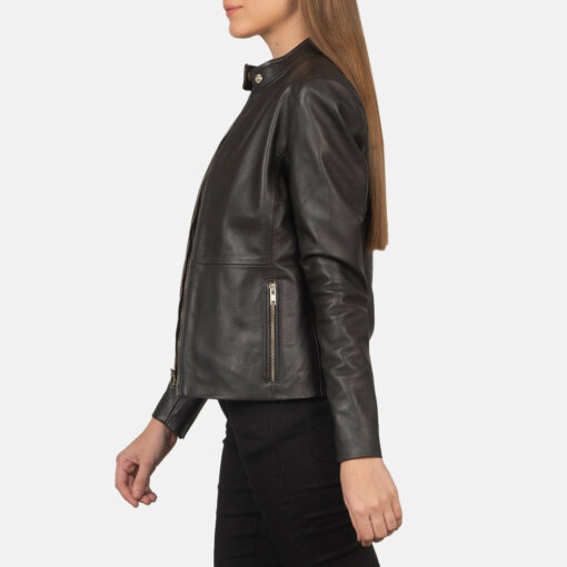 Rave Brown Leather Biker Jacket - Image 5