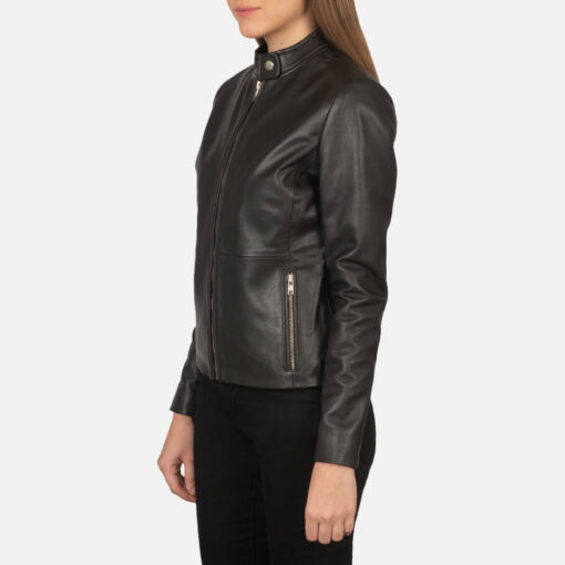 Rave Brown Leather Biker Jacket - Image 2