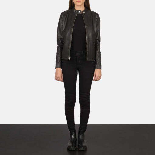 Rave Brown Leather Biker Jacket - Image 3