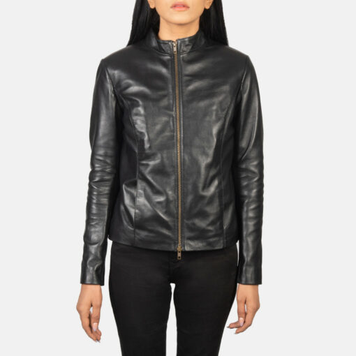 Rumella Black Leather Biker Jacket - Image 4