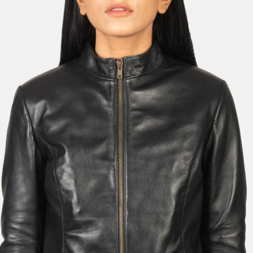 Rumella Black Leather Biker Jacket - Image 6