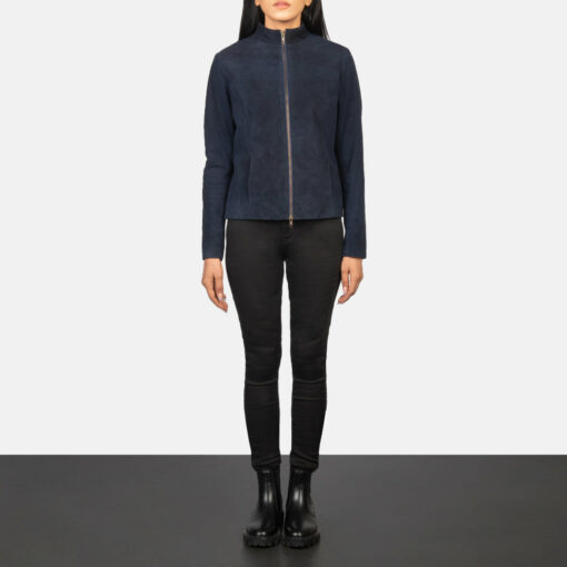 Rumella Blue Suede Biker Jacket - Image 3