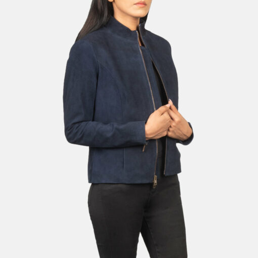 Rumella Blue Suede Biker Jacket - Image 6