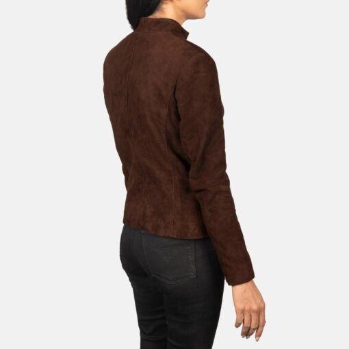Rumella Mocha Suede Biker Jacket - Image 5