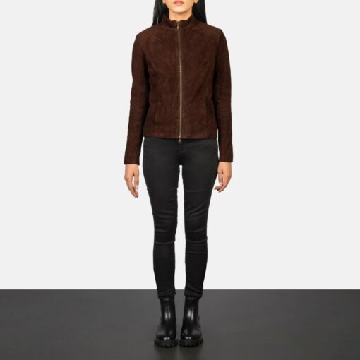 Rumella Mocha Suede Biker Jacket - Image 3