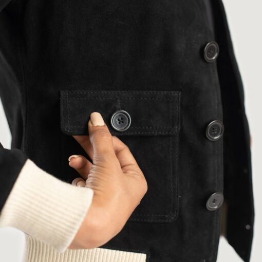 Sasha A1 Black Suede Bomber Jacket - Image 6