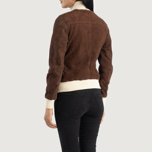 Sasha A1 Mocha Suede Bomber Jacket - Image 5